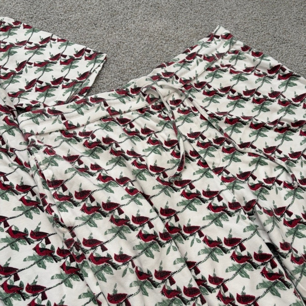Kate Quinn Pajama Set Womens XXL White Red Christmas Cardinal BIrds Henley - Picture 4 of 12